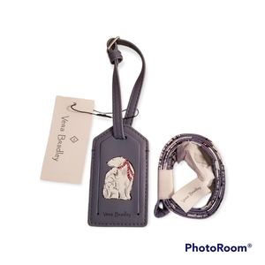 Vera Bradley luggage tag and lanyard Beary Merry Cool Blue